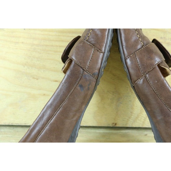 Born 39 Loafers Women's 8 Brown Leather Buckle Driving Moccasins Sips Ons Flats - Picture 7 of 9